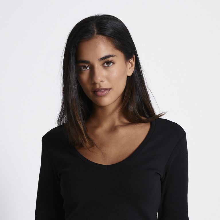 V-neck 3/4 sleeve top "Melinda" Black